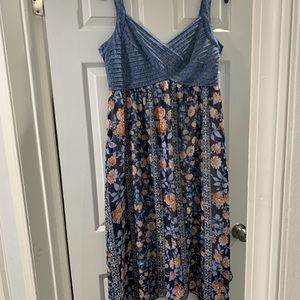 XL denim and blue printed dress